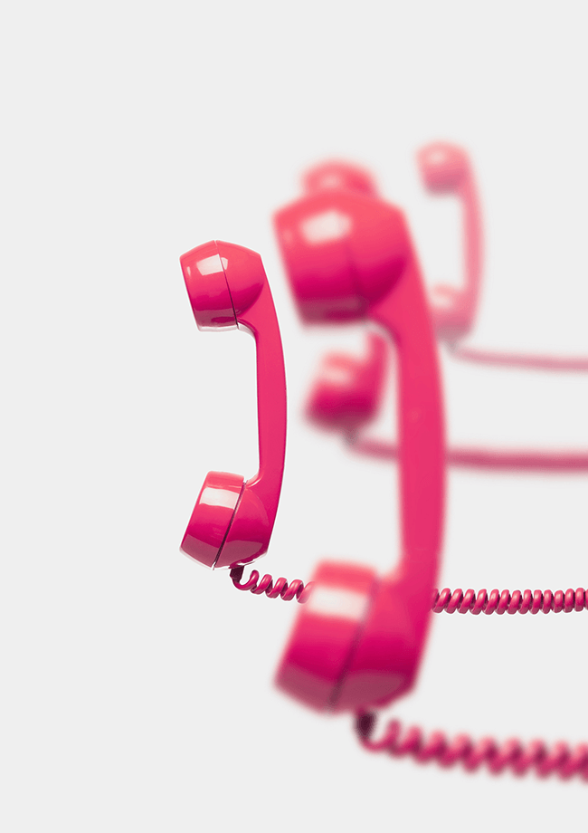 Contact us for support - retro pink phone