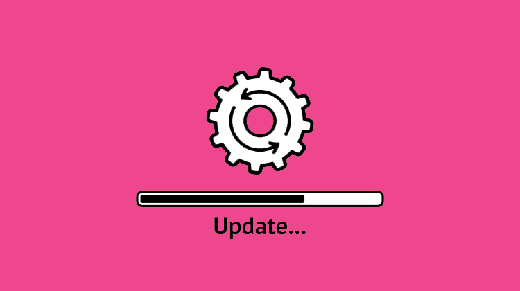 Data Updates Blog Image Magenta Background Cog Icon Update loading bar